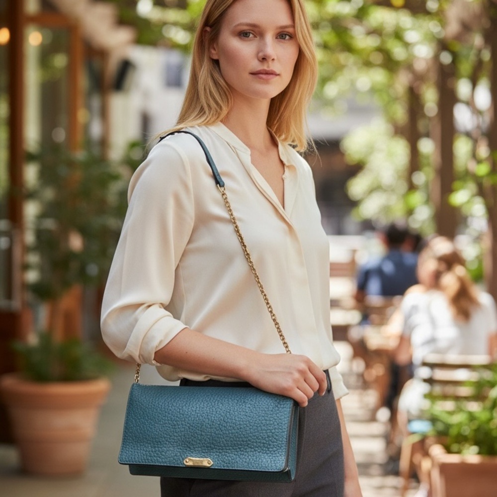 Burberry Textured Blue Leather Clutch - Picture 10 of 11